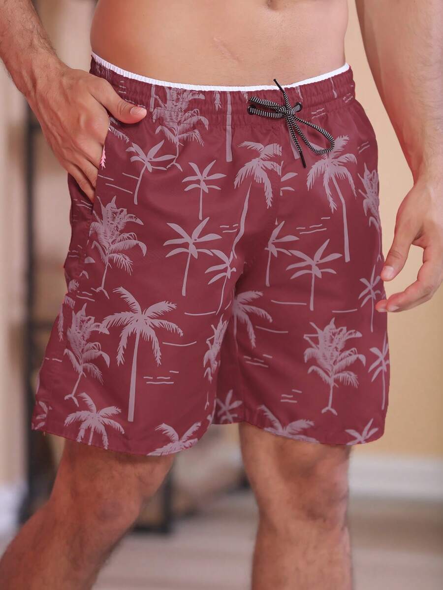 Tactel Shorts Thick Men's Mauricinho Adult Surf Beach Pool Quick Dry Gym Bermuda Summer - 酒紅色 - 查看 1