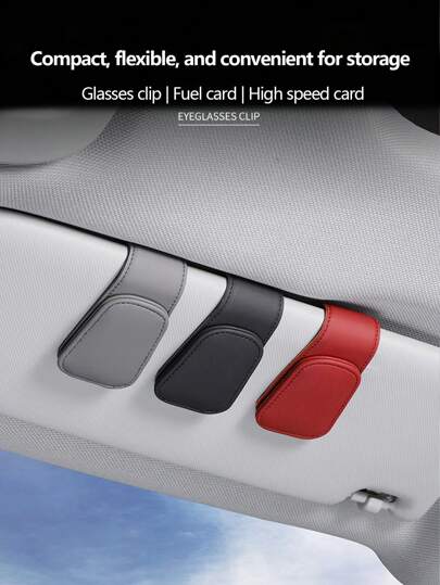 1 件装汽车遮阳板眼镜夹，超细纤维汽车眼镜架，多功能遮阳板夹，可夹太阳镜、卡片、文件