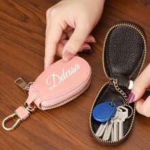 个性化皮革钥匙扣钱包、自定义姓名钥匙扣、拉链汽车钥匙包、皮革汽车钥匙扣、皮革钥匙袋、父亲节礼物、狗、镌刻、耐用、不锈钢、彩色、可爱、迷人、有趣、卡哇伊、Y2K、时尚、男女通用、休闲、定制、个性化、独特、定制、适合他的理想礼物、适合她、她、男朋友、女朋友、家人、朋友、儿童的理想礼物、周年纪念、生日、毕业典礼、乔迁、婚礼、包饰