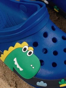 Kids Boys Girls Cartoon Charming Wooden Clogs Slippers, Cute Toddlers Lightweight Beach Pool Sandals - Royal Blue - View 7