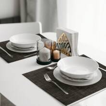 Farfallarossa Set Of 6 Washable American Placemats In PVC, Heat-Resistant, Non-Slip, For Kitchen Table - Brown - View 6