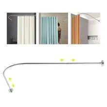 Eatssode Barra de cortina de ducha ajustable de 72-95 x 90-130 cm, barra de cortina de ducha de acero inoxidable para baño y bañera, decoración del hogar y accesorios de baño, de vuelta a la escuela, decoración de otoño