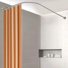 Eatssode Barra de cortina de ducha ajustable de 72-95 x 90-130 cm, barra de cortina de ducha de acero inoxidable para baño y bañera, decoración del hogar y accesorios de baño, de vuelta a la escuela, decoración de otoño