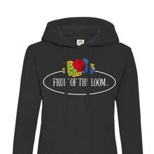 Fruit of the Loom Womens/Ladies Vintage Logo Printed Hooded Hoodie (Black) - 280gsm 80% Cotton/20% Polyester