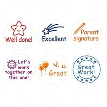 8pcs Rubber Self-Inking Teacher Stamp Set, Classroom Teacher Stamp, Self-Ink Stamps For Teachers, Suitable For Homework, School Supplies - one-size - View 8