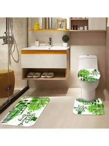 1pc/2pcs/4pcs/6pcs St Patrick's Day Shower Curtain Set With 12 Hooks, Toilet Covers Seat, Bath Mats Non-Slip Rug Carpet, 2 Pieces Ultra-Soft Large Bath Towel, Absorbent Hand Face Towels Washcloths Kitchen Dish Towel, Bathroom Accessories Boy Valentine Heart Valentine Home Bathroom Decor Summer Back To School