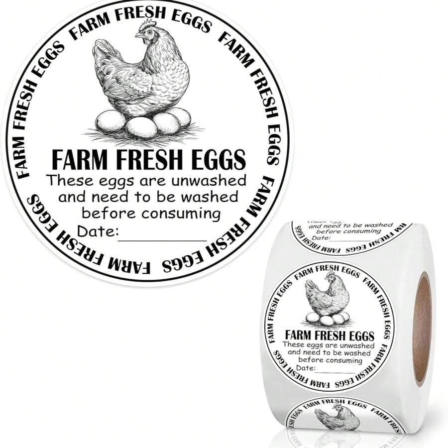 500pcs 2 Inch Farm Fresh Egg Paper Box Labels, Writable Stickers For Farmers Market Fresh Eggs, Applicable For Commercial Farm Fresh Produce Egg Carton Labels - Multicolor - View 1