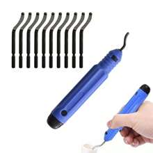 Set di utensili manuali per sbavatura, inclusi coltello per sbavatura, raschietto, utensile per bordi, manico, utensile per smusso, adatto per lavorazione del legno, idraulica, plastica e lavori metallici