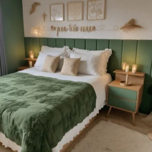 Dubai Modular Headboard Kit For Rectangular Upholstered Box Bed With 20x45 Cm Plate - xanh quân đội - Xem 1