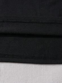 Conjunto de camiseta de manga corta con estampado de letras y pantalones cortos tejidos con letra bordada para niño preadolescente