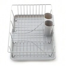 Living And Home Premium Dish Drainer Rack,Over Sink Kitchen Dish Rack With Tray, Metal-Plastic Hybrid, Stylish And Versatile Countertop Dish Drying Rack For Effortless Organization - Silver & Grey - View 11