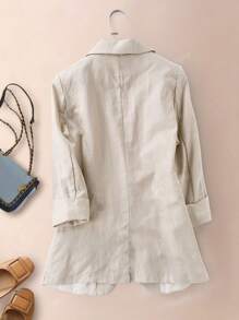 Damska lniana marynarka casualowa z rękawami 3/4, wiosna/jesień