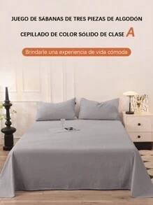 Juego de cama de tres piezas, de varios tamaños (90/105/135/150/180/200) y colores, conjunto de suave y sin estampados, ropa de cama moderna y sencilla, sábanas de un solo color, textil hogareño, color puro que no se descolora ni pierde brillo.