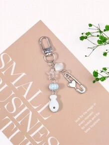 1 pieza Lindo y creativo llavero con cuentas de pez y estrella de mar, correa para teléfono móvil, colgante de bolso, adecuado para uso diario y como regalo