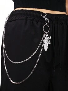 Men's And Women's Waist Accessories Hip Hop Punk Metal Rivets Stage Show Multi-Layer Waist Chain Dress Up Jeans Accessories Suitable For Teen Summer Casual Outdoor Athletic Or Vacation Travel Or Graduation Gifts Or Birthday Dress Accessories Or Daily Wear