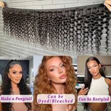 4 pièces Mèches de cheveux humains ondulés à l'eau, extensions de cheveux naturels 100% non traités, mèches de cheveux naturels - Noir - Voir 7