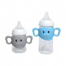 Uroczy silikonowy uchwyt do butelki w kształcie słonia - miękki, łatwy w trzymaniu, odpowiedni dla dzieci w wieku 0-3 lat, akcesorium do codziennego użytku, wielokrotnego użytku, pasuje do większości butelek z szyjką