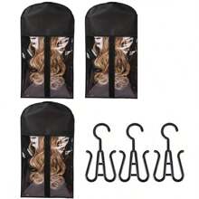 6PCS Hair Extension Holder Wig Storage For Multiple Wigs Holder Wig Bags Storage With Hanger Hair Extension Storage Wig Hanger For Multiple Wigs Hair Extensions, Wigs & Accessories (3/6PCS) - Multicolor - View 13