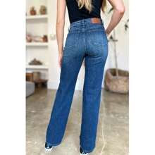 Full Size Tummy Control Straight Jeans - Dark - View 2