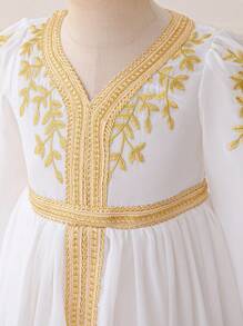 Vestido elegante de princesa de manga larga blanco para niñas jóvenes