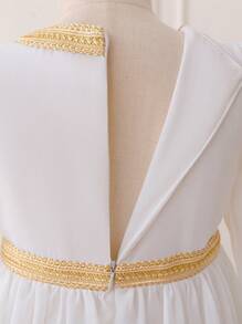 Vestido elegante de princesa de manga larga blanco para niñas jóvenes