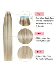 20 件直发胶带 100% 雷米真人发片适用于沙龙丝滑直发无缝隐形 P4/27# 钢琴色适合稀疏发质女士自然外观优质胶带接发 - S18/613 - 查看 4