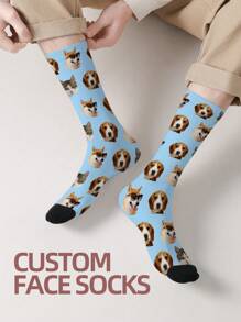 1 Pair Custom Face Socks, Custom Photo Sock, Custom Printed Socks, Personalized Funny Face Socks, Custom Picture Socks, Put Any Face On The Socks, Anniversary Gift Dawg Colorful,Cute,Adorable,Contracted,Funny Custom,Unique,Customized,Personalized Ideal Gifts For Him Boyfriend,Girlfriend,Family,Friends,Grandparents,Children,Her