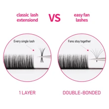 VEYES Easy Fan Volume Lash Extensions 03 05 07 C/CC/D Curl Mixed & Single Length Tray, Matte Black Self Fanning Eyelashes, Professional Supplies For Lash Techs