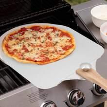 Silberner Pizzaspachtel Pizzaspachtel aus Holz und Aluminiumtechnologie. - Silber - Übersicht 1