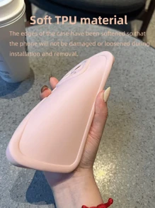 Minimalist Pink Phone Case Compatible With IPhone, Honor, Thickened Shockproof Soft Case Compatible With Mi, Redmi, Realme, Matte Touch Anti-Fingerprint Compatible With Oppo, Vivo, Pink Cotton Candy Case Waterproof Anti-Fall Scratch Resistant - Pink - View 5