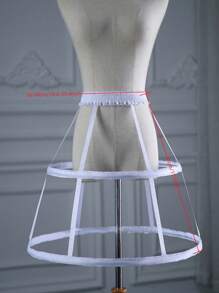 1 chiếc váy crinoline khoét xương, màu đen có eo co giãn, hình lồng chim thích hợp cho váy, váy cưới ngắn, váy dạ hội ngắn và trang phục cosplay dành cho nữ vào mùa thu - Trắng - Xem 5