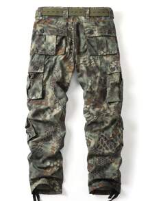 AKARMY Men's Casual Cargo Pants Camo Pants 280g  Pants / 1 Pcs Pants / 100% Cotton Combat Pants With 8 Pockets(No Belt) - 軍綠色 - 查看 2