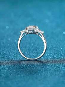 1 件女士订婚戒指 2ct 莫桑石矩形三角边缘戒指 925 纯银经典周年结婚戒指珠宝礼物 带 GRA 证书 - 2ct長方三角邊戒 - 查看 7