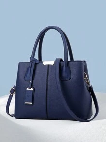 Women's  Shoulder Bag Top Handle Simple Handbag Messenger Bag Office Commuter Bag - Navy Blue - View 1