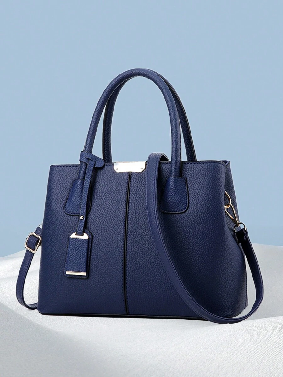 Women's  Shoulder Bag Top Handle Simple Handbag Messenger Bag Office Commuter Bag - Navy Blue - View 1