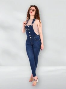 Overol Skinny Mezclilla Gruesa Efecto PUSH UP. - Ver 1