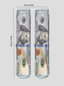 1pc 3d Personalized Socks With Dollar Element Print, Street Style Matching Creativity Over-The-Knee Casual Socks - Multicolor - View 12