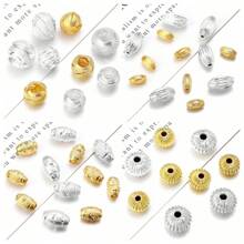 Lot de 30 perles à gros trous en métal plaqué cuivre doré/argenté, style punk rock à la mode, perles en forme de graines de citrouille pour bracelets, colliers, fabrication de bijoux, chaînes de téléphone, porte-clés - Multicolore - Voir 12