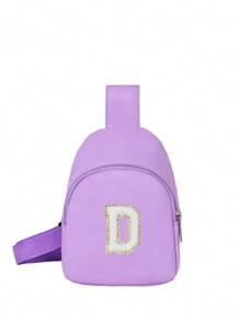 1 件女孩字母印花可爱肩带包，斜挎包，适合日常使用、户外、旅行、徒步旅行、便携、理想礼物 - 紫色 - 查看 44