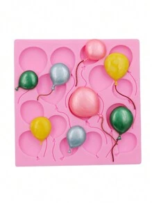 1pc Multi-Color Liquid Silicone Material Balloon Cake & Dessert Decorative Mold, Silicone Chocolate Mold, Fondant DIY Baking Tool - Pink - View 1