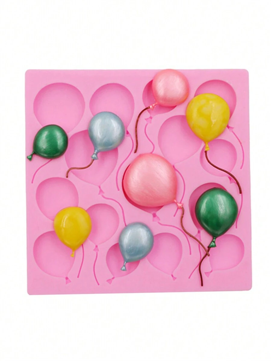 1pc Multi-Color Liquid Silicone Material Balloon Cake & Dessert Decorative Mold, Silicone Chocolate Mold, Fondant DIY Baking Tool - Pink - View 1