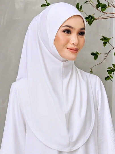 1pc/2pcs Women Solid Color Muslim Chin Cover Hijab, Middle Eastern Islamic Casual Versatile Headscarf, Suitable For Vacation, Daily Wear, And Shopping For Dress