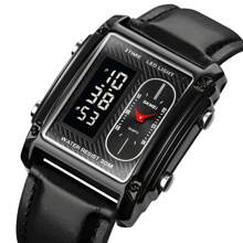 Skmei Montre-bracelet en acier inoxydable pour hommes Skmei 1868, résistante à l'eau 3 ATM, montre numérique en alliage