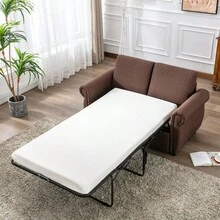 57.5" Orisfur Pull Out Sofa Bed  Loveseat Sleeper With Twin Size Memory Mattress For Living Room Spaces, Brown - Multicolor - View 9
