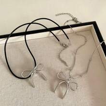 1 件 Y2k 甜美镂空蝴蝶结项链，女士/女孩独特的锁骨链配饰情人节