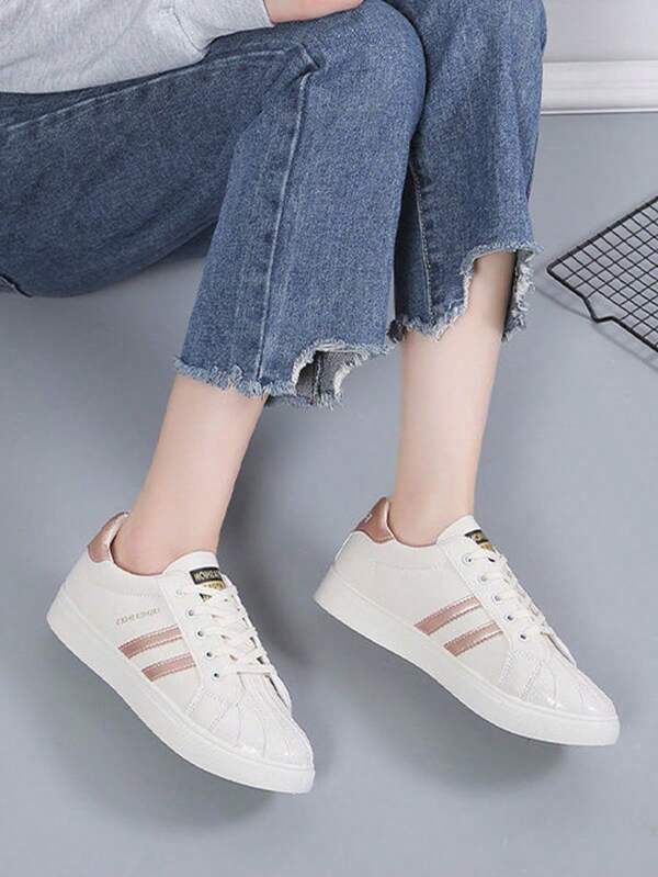 Zapatos Deportivos Casuales Para Mujer Para TodasLas Temporadas, Con Un Diseño Sencillo, Vintage Y Elegante,Cómodos, Transpirables Y Aptos Para El Uso Diario Y Para Estudiantes Que Prefieren Calzado Liviano.Zapatillas Deportivas De Corte Bajo, Transpirables Y DPara mujeres, Zapatos Deportivos Blancos