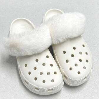 2pcs Cross-Border Hot-Selling Winter Plush Lace-Up Clog, Removable Heel Strap,NewAutumnFashion Gift Ideas, Shoes Accessories