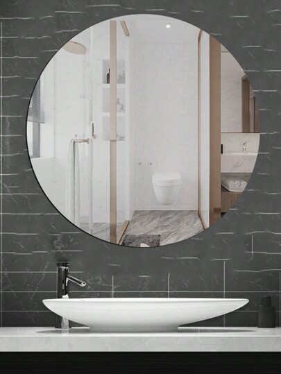 1pc Acrylic Mirror, Bathroom Spiegel Makeup Unbreakable, Self Adhesive, Peel Stick, No Installation Required. Wand Square Round Heart Shaped Waterproof Material, ative Mirror. Bedroom Vanity Office, Various Surfaces, Environments, Ho hold Helper. Home Back To School Room Supplies view 5