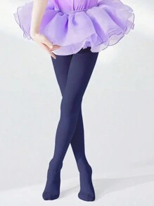 1 Pair Girls Navy Velvet Christmas Gift Dance Tights, Lightweight Breathable All-Season Basic Style, Suitable For Stage Performance, Variety Of Colors Available