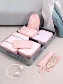 7 Stück/Set Twill Reise Packwürfel, Oxford Stoff Material wasserbeständig, große Kapazität Mehrzweck Gepäckorganizer Taschen, für Schule Zubehör Schulsachen